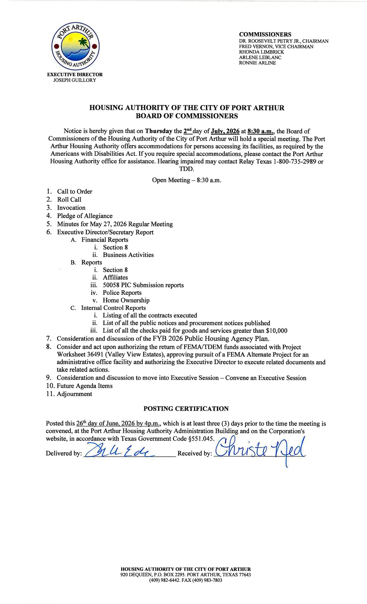 SIGNED AGENDA SIGNED AGENDA